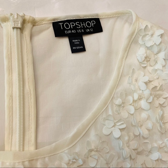 Topshop floral appliqué white dress size 8 - Picture 13 of 16